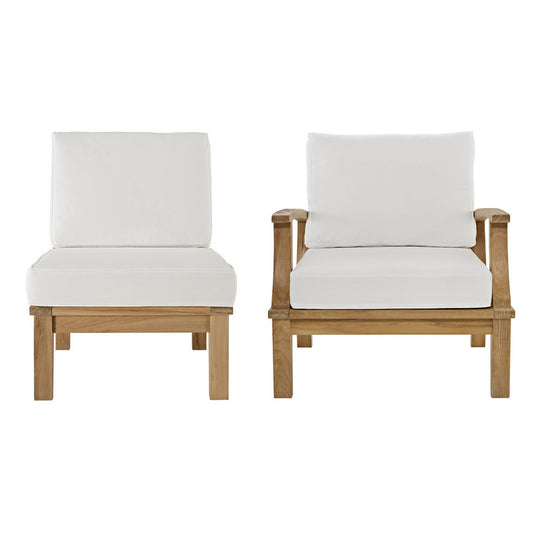 Modway - Marina 2 Piece Outdoor Patio Teak Set by Modway  Outdoor Furniture Sofa Sectionals White - EEI-1823-NAT-WHI-SET