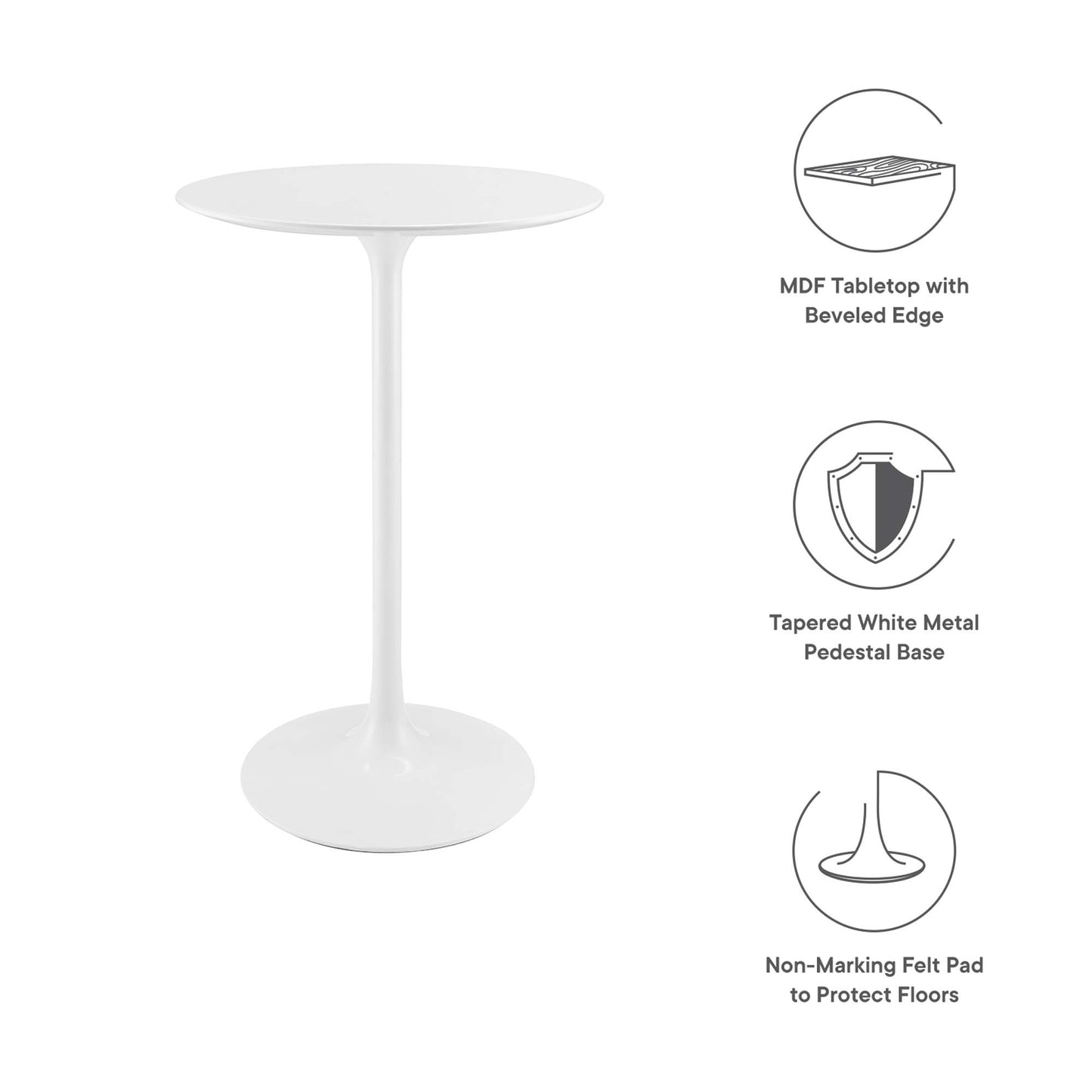 Modway - Lippa 28" Round Wood Bar Table by Modway  Bar and Dining Bar and Dining Tables White - EEI-1825-WHI