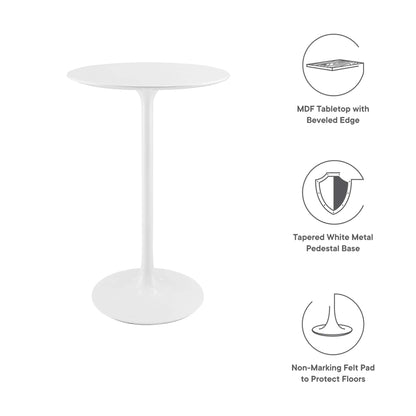 Modway - Lippa 28" Round Wood Bar Table by Modway  Bar and Dining Bar and Dining Tables White - EEI-1825-WHI