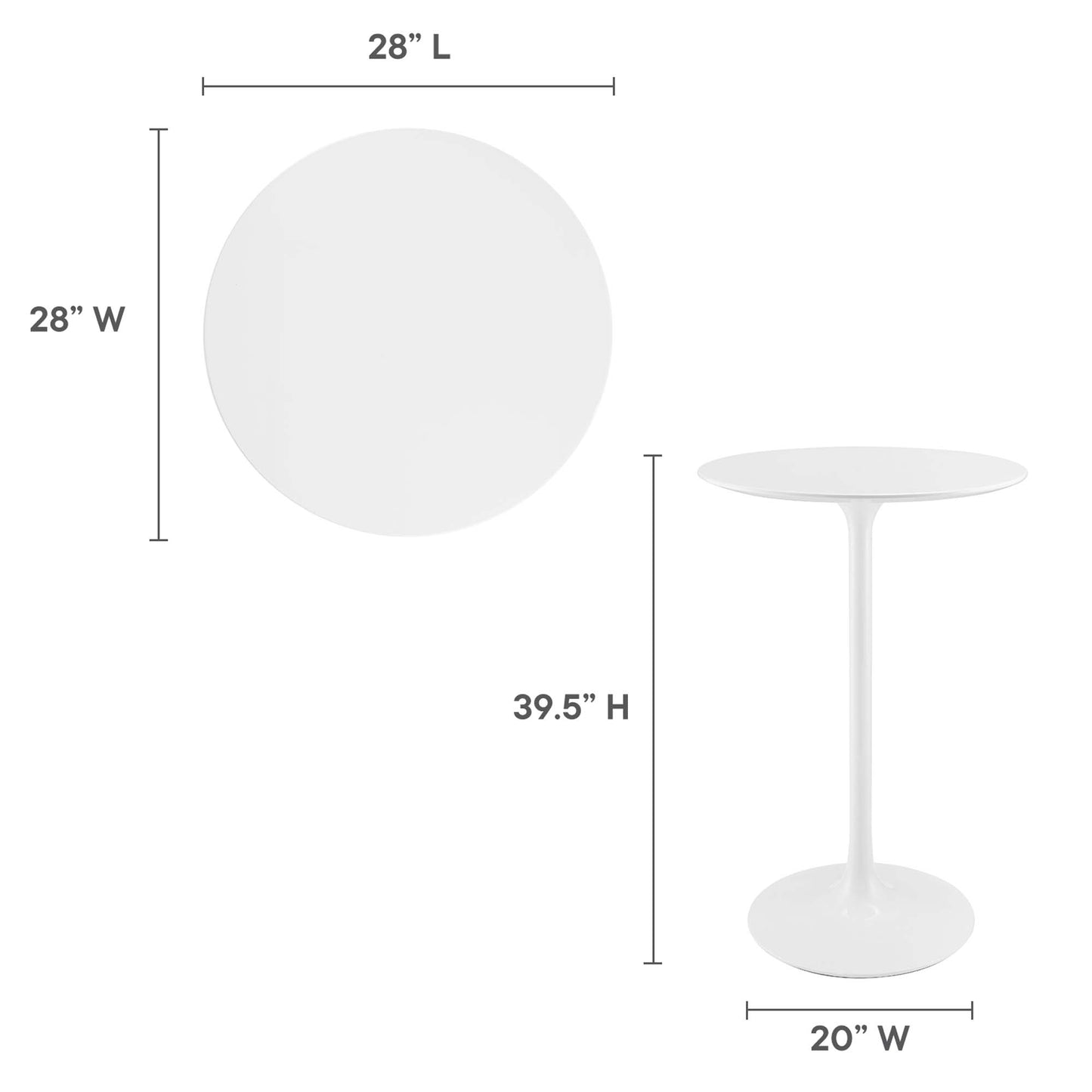 Modway - Lippa 28" Round Wood Bar Table by Modway  Bar and Dining Bar and Dining Tables White - EEI-1825-WHI