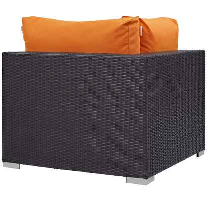 Modway Outlet Convene Outdoor Patio Corner by Modway  Outdoor Furniture Furniture Espresso Orange - EEI-1840-EXP-ORA