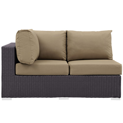 Modway Outlet Convene Outdoor Patio Left Arm Loveseat by Modway  Outdoor Furniture Furniture Espresso Mocha - EEI-1842-EXP-MOC