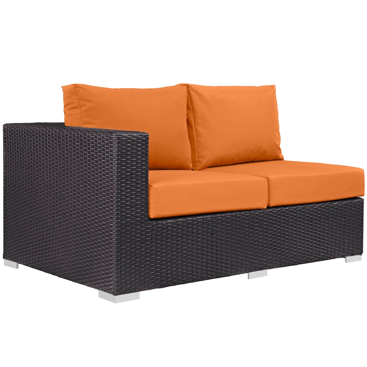 Modway Outlet Convene Outdoor Patio Left Arm Loveseat by Modway  Outdoor Furniture Furniture Espresso Orange - EEI-1842-EXP-ORA