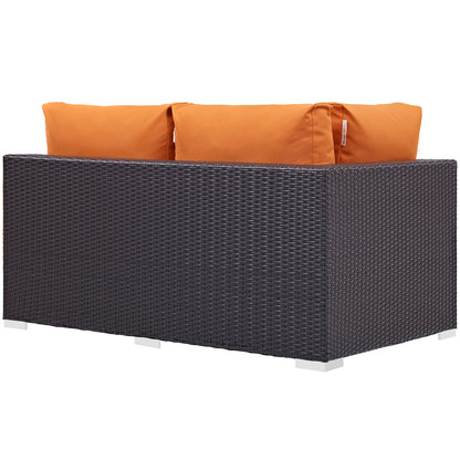 Modway Outlet Convene Outdoor Patio Left Arm Loveseat by Modway  Outdoor Furniture Furniture Espresso Orange - EEI-1842-EXP-ORA