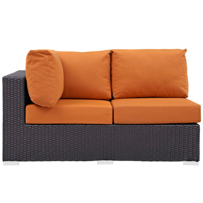 Modway Outlet Convene Outdoor Patio Left Arm Loveseat by Modway  Outdoor Furniture Furniture Espresso Orange - EEI-1842-EXP-ORA