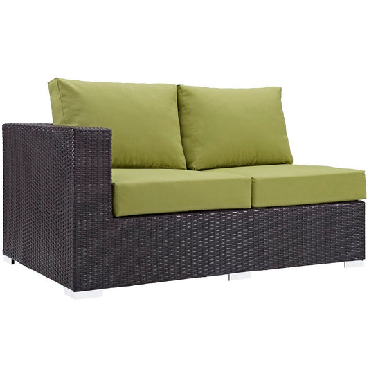Modway Outlet Convene Outdoor Patio Left Arm Loveseat by Modway  Outdoor Furniture Furniture Espresso Peridot - EEI-1842-EXP-PER