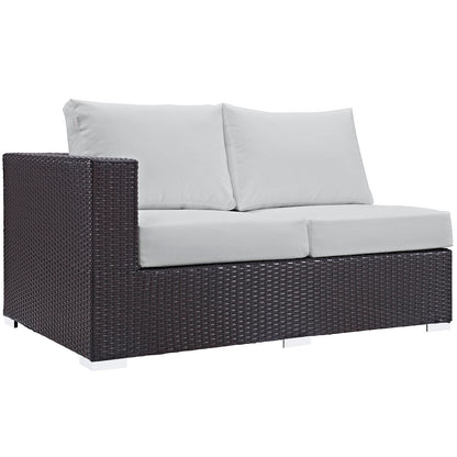 Modway Outlet Convene Outdoor Patio Left Arm Loveseat by Modway  Outdoor Furniture Furniture Espresso White - EEI-1842-EXP-WHI
