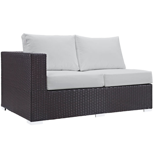 Modway Outlet Convene Outdoor Patio Left Arm Loveseat by Modway  Outdoor Furniture Furniture Espresso White - EEI-1842-EXP-WHI