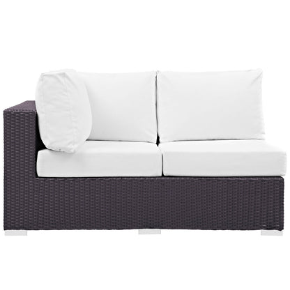 Modway Outlet Convene Outdoor Patio Left Arm Loveseat by Modway  Outdoor Furniture Furniture Espresso White - EEI-1842-EXP-WHI