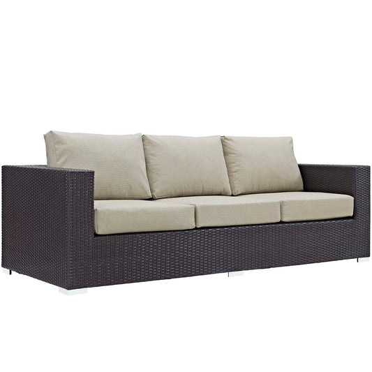 Modway Outlet Convene Outdoor Patio Sofa by Modway  Outdoor Furniture Furniture Espresso Beige - EEI-1844-EXP-BEI