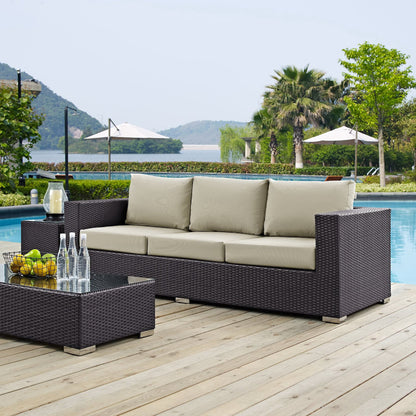 Modway Outlet Convene Outdoor Patio Sofa by Modway  Outdoor Furniture Furniture Espresso Beige - EEI-1844-EXP-BEI