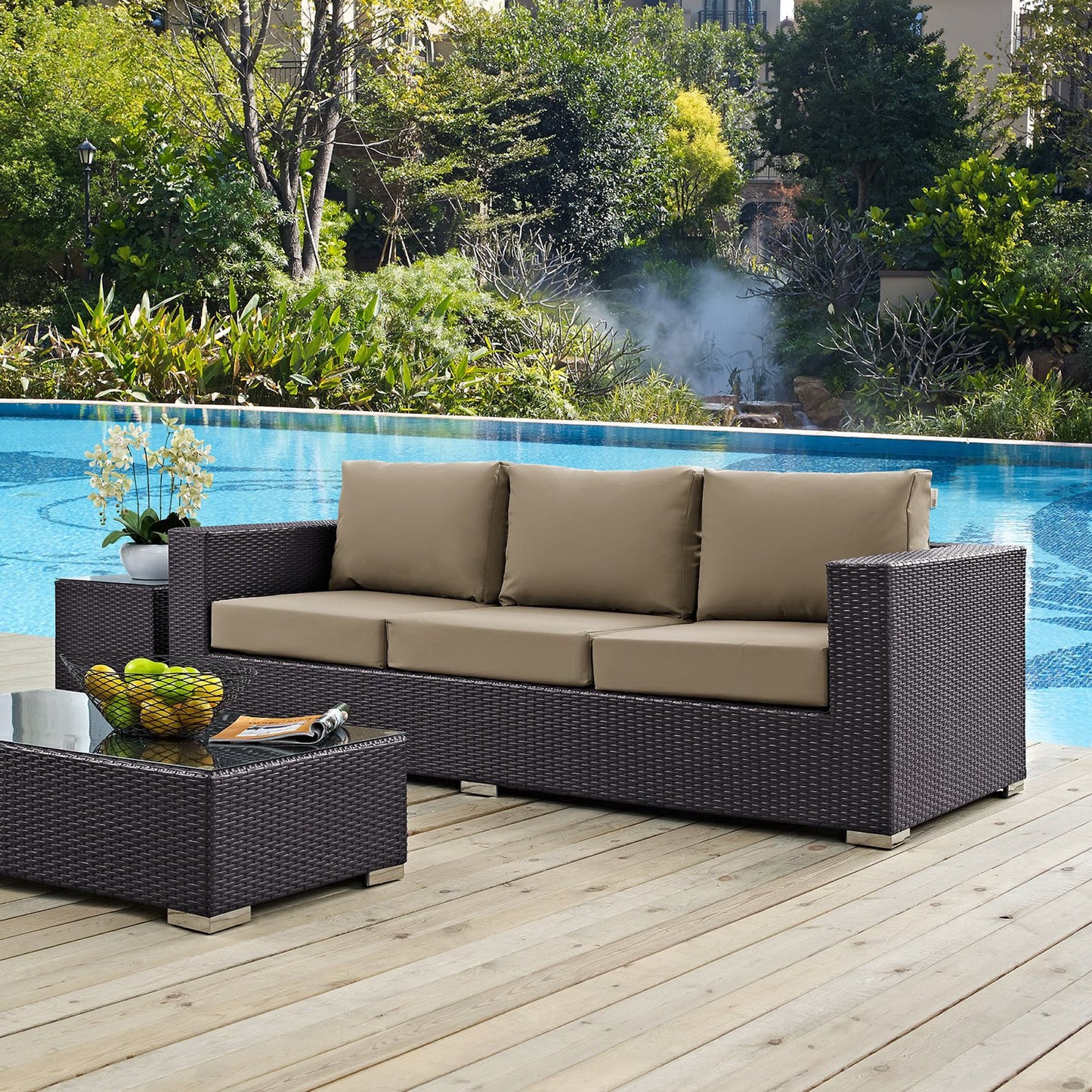 Modway Outlet Convene Outdoor Patio Sofa by Modway  Outdoor Furniture Furniture Espresso Mocha - EEI-1844-EXP-MOC