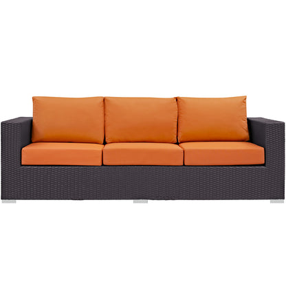 Modway Outlet Convene Outdoor Patio Sofa by Modway  Outdoor Furniture Furniture Espresso Orange - EEI-1844-EXP-ORA