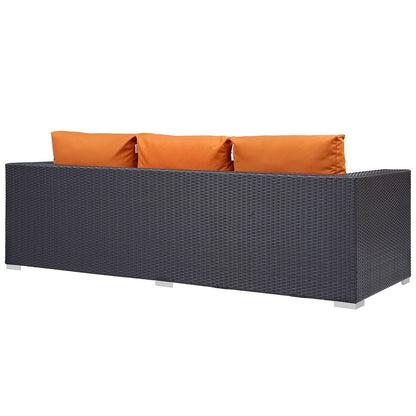 Modway Outlet Convene Outdoor Patio Sofa by Modway  Outdoor Furniture Furniture Espresso Orange - EEI-1844-EXP-ORA
