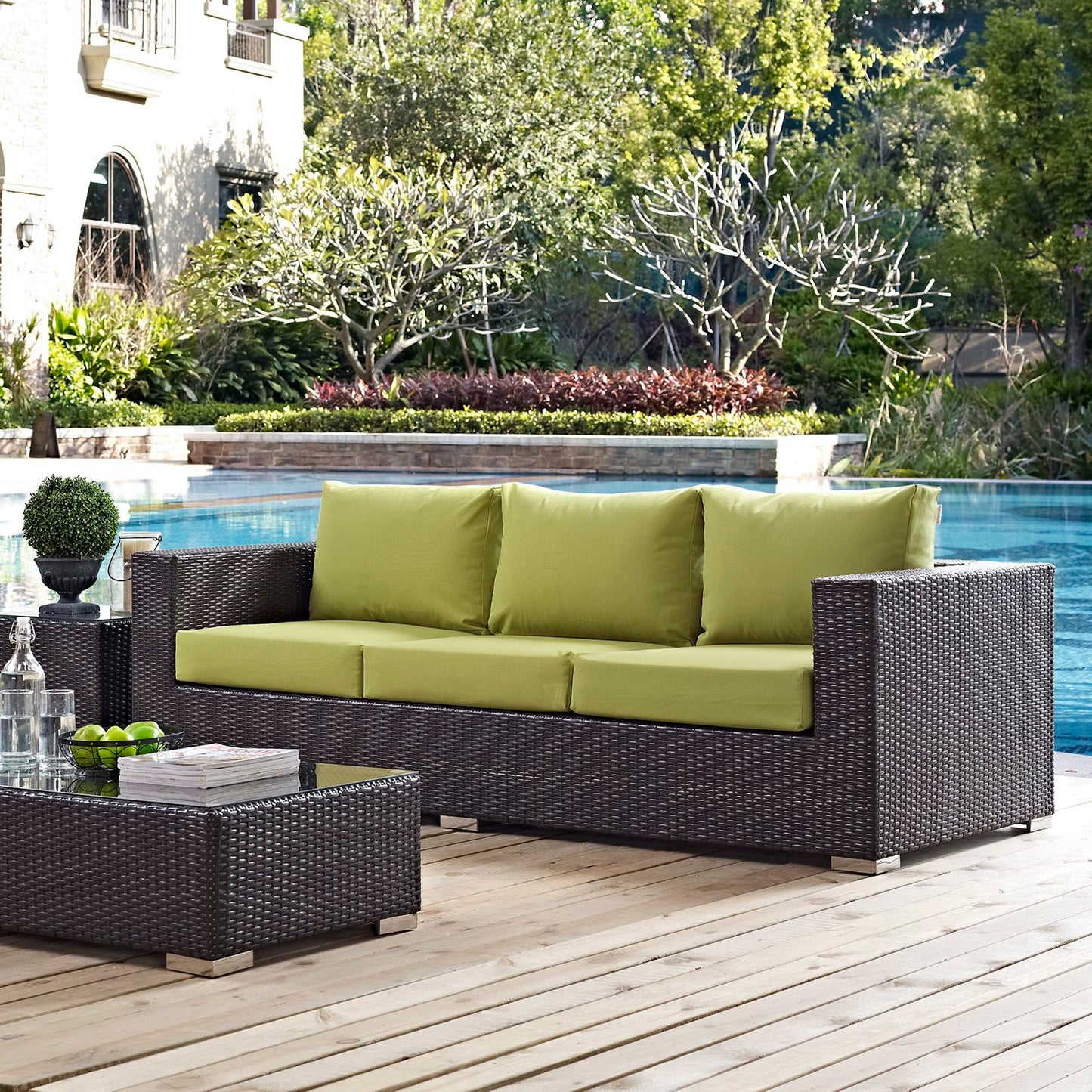Modway Outlet Convene Outdoor Patio Sofa by Modway  Outdoor Furniture Furniture Espresso Peridot - EEI-1844-EXP-PER