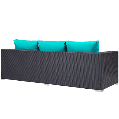 Modway Outlet Convene Outdoor Patio Sofa by Modway  Outdoor Furniture Furniture Espresso Turquoise - EEI-1844-EXP-TRQ