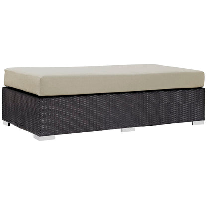 Modway Outlet Convene Outdoor Patio Fabric Rectangle Ottoman by Modway  Outdoor Furniture Furniture Espresso Beige - EEI-1847-EXP-BEI