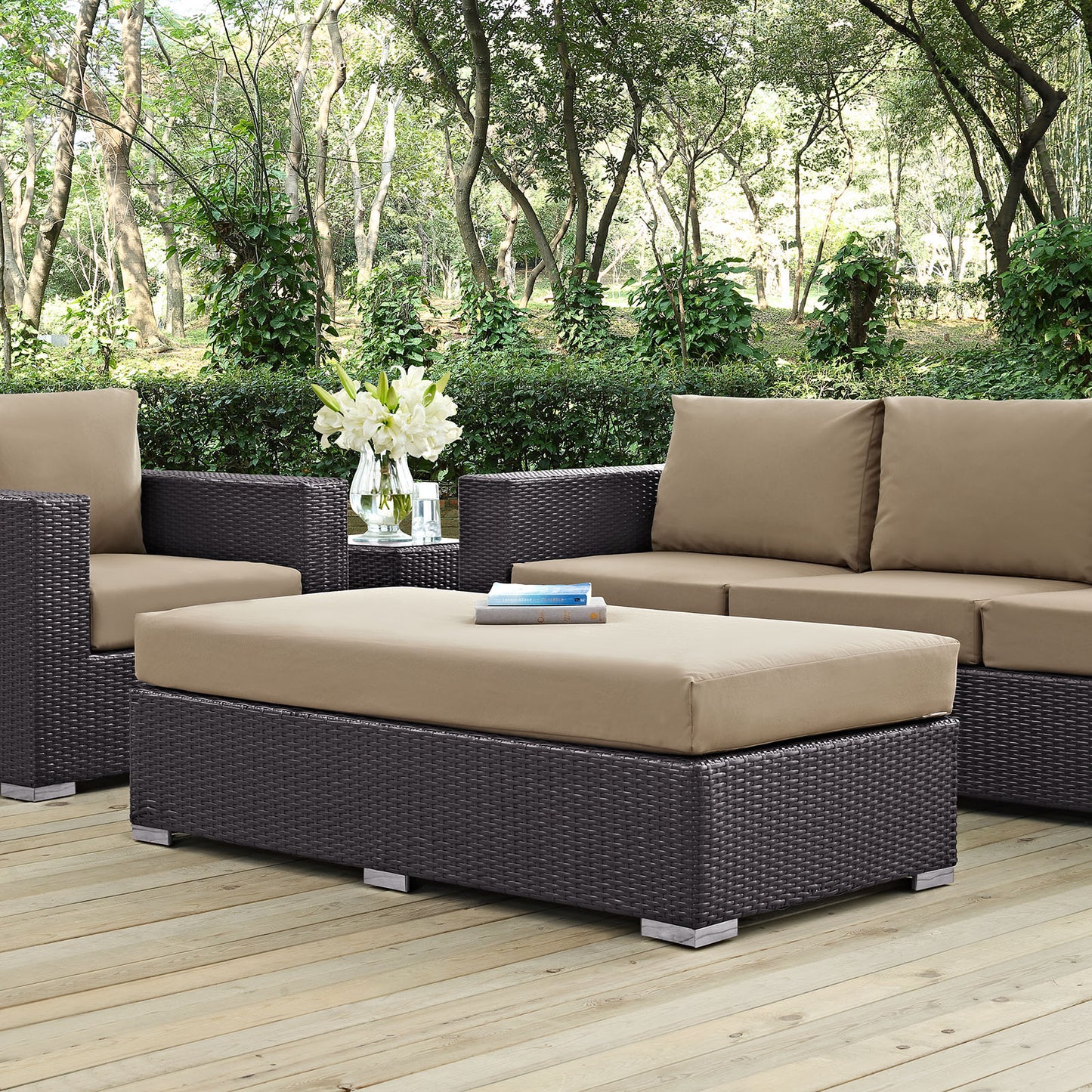Modway Outlet Convene Outdoor Patio Fabric Rectangle Ottoman by Modway  Outdoor Furniture Furniture Espresso Mocha - EEI-1847-EXP-MOC