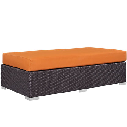 Modway Outlet Convene Outdoor Patio Fabric Rectangle Ottoman by Modway  Outdoor Furniture Furniture Espresso Orange - EEI-1847-EXP-ORA
