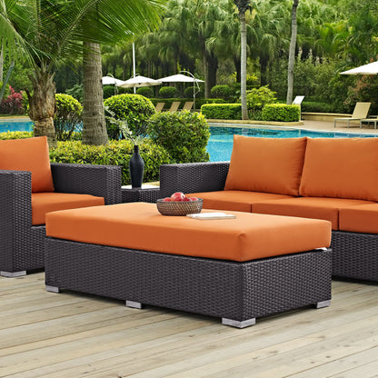 Modway Outlet Convene Outdoor Patio Fabric Rectangle Ottoman by Modway  Outdoor Furniture Furniture Espresso Orange - EEI-1847-EXP-ORA