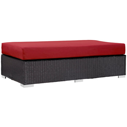 Modway Outlet Convene Outdoor Patio Fabric Rectangle Ottoman by Modway  Outdoor Furniture Furniture Espresso Red - EEI-1847-EXP-RED