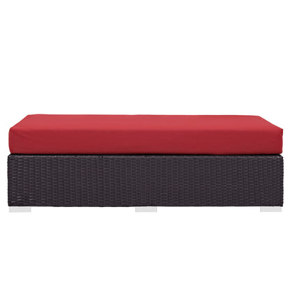 Modway Outlet Convene Outdoor Patio Fabric Rectangle Ottoman by Modway  Outdoor Furniture Furniture Espresso Red - EEI-1847-EXP-RED