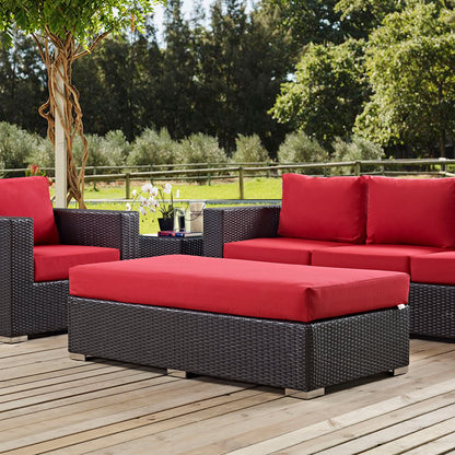 Modway Outlet Convene Outdoor Patio Fabric Rectangle Ottoman by Modway  Outdoor Furniture Furniture Espresso Red - EEI-1847-EXP-RED