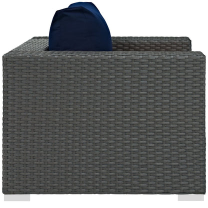 Modway - Sojourn Outdoor Patio Sunbrella? Armchair by Modway  Outdoor Furniture Sofa Sectionals Blue - EEI-1850-CHC-NAV