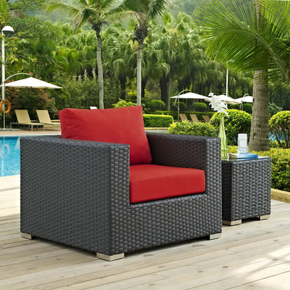 Modway - Sojourn Outdoor Patio Sunbrella? Armchair by Modway  Outdoor Furniture Sofa Sectionals Red - EEI-1850-CHC-RED
