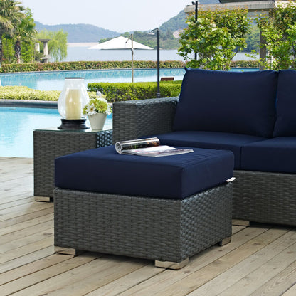Modway - Sojourn Outdoor Patio Sunbrella? Ottoman by Modway  Outdoor Furniture Sofa Sectionals Blue - EEI-1855-CHC-NAV