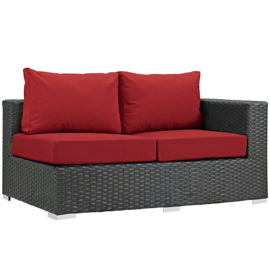 Modway Outlet Sojourn Outdoor Patio Sunbrella? Right Arm Loveseat by Modway  Outdoor Furniture Furniture Canvas Red - EEI-1857-CHC-RED