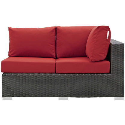 Modway Outlet Sojourn Outdoor Patio Sunbrella? Right Arm Loveseat by Modway  Outdoor Furniture Furniture Canvas Red - EEI-1857-CHC-RED