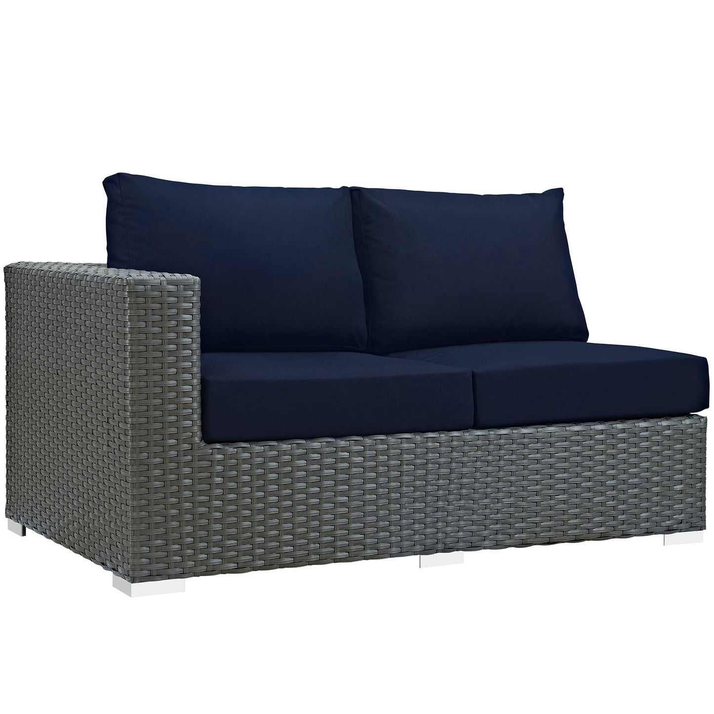 Modway Outlet Sojourn Outdoor Patio Sunbrella? Left Arm Loveseat by Modway  Outdoor Furniture Furniture Canvas Navy - EEI-1858-CHC-NAV