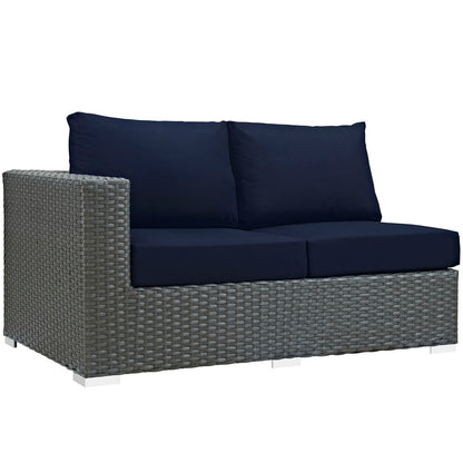 Modway Outlet Sojourn Outdoor Patio Sunbrella? Left Arm Loveseat by Modway  Outdoor Furniture Furniture Canvas Navy - EEI-1858-CHC-NAV
