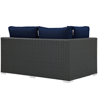 Modway Outlet Sojourn Outdoor Patio Sunbrella? Left Arm Loveseat by Modway  Outdoor Furniture Furniture Canvas Navy - EEI-1858-CHC-NAV