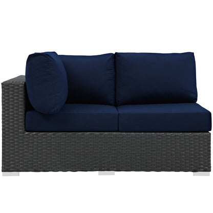 Modway Outlet Sojourn Outdoor Patio Sunbrella? Left Arm Loveseat by Modway  Outdoor Furniture Furniture Canvas Navy - EEI-1858-CHC-NAV