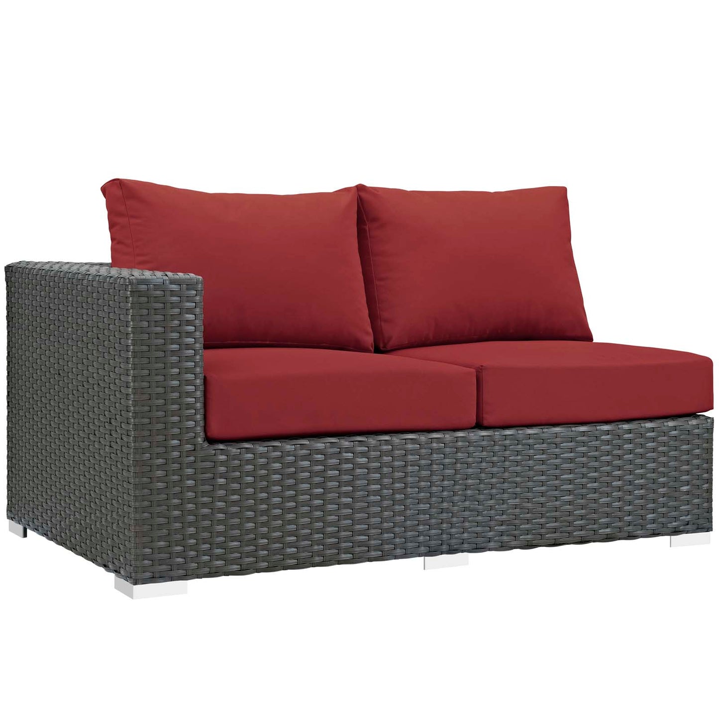 Modway Outlet Sojourn Outdoor Patio Sunbrella? Left Arm Loveseat by Modway  Outdoor Furniture Furniture Canvas Red - EEI-1858-CHC-RED