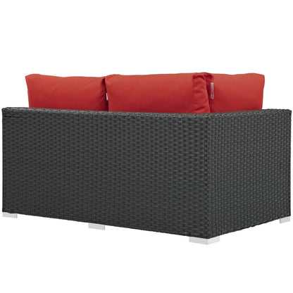 Modway Outlet Sojourn Outdoor Patio Sunbrella? Left Arm Loveseat by Modway  Outdoor Furniture Furniture Canvas Red - EEI-1858-CHC-RED