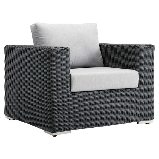 Modway - Summon Outdoor Patio Fabric Sunbrella? Armchair by Modway  Outdoor Furniture Sofa Sectionals Gray - EEI-1864-GRY-GRY
