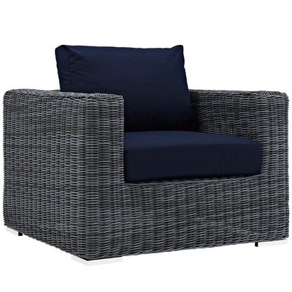Modway Outlet Summon Outdoor Patio Fabric Sunbrella? Armchair by Modway  Outdoor Furniture Furniture Canvas Navy - EEI-1864-GRY-NAV