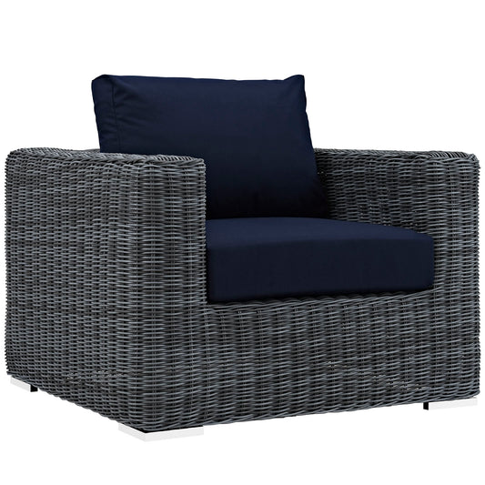 Modway Outlet Summon Outdoor Patio Fabric Sunbrella? Armchair by Modway  Outdoor Furniture Furniture Canvas Navy - EEI-1864-GRY-NAV