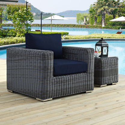 Modway Outlet Summon Outdoor Patio Fabric Sunbrella? Armchair by Modway  Outdoor Furniture Furniture Canvas Navy - EEI-1864-GRY-NAV