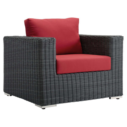 Modway - Summon Outdoor Patio Fabric Sunbrella? Armchair by Modway  Outdoor Furniture Sofa Sectionals Red - EEI-1864-GRY-RED