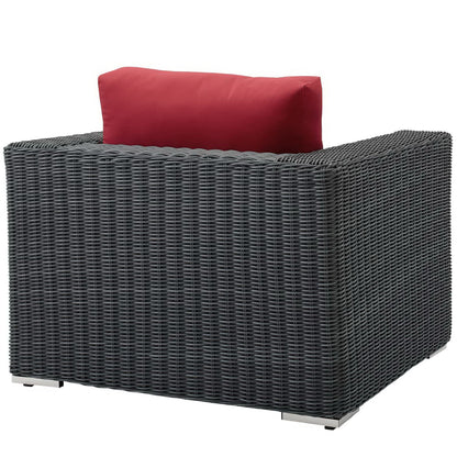 Modway - Summon Outdoor Patio Fabric Sunbrella? Armchair by Modway  Outdoor Furniture Sofa Sectionals Red - EEI-1864-GRY-RED