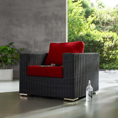 Modway - Summon Outdoor Patio Fabric Sunbrella? Armchair by Modway  Outdoor Furniture Sofa Sectionals Red - EEI-1864-GRY-RED