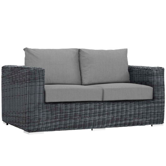 Modway Outlet Summon Outdoor Patio Sunbrella? Loveseat by Modway  Outdoor Furniture Furniture Canvas Gray - EEI-1865-GRY-GRY