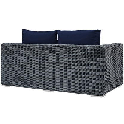 Modway Outlet Summon Outdoor Patio Sunbrella? Loveseat by Modway  Outdoor Furniture Furniture Canvas Navy - EEI-1865-GRY-NAV