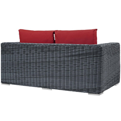 Modway Outlet Summon Outdoor Patio Sunbrella? Loveseat by Modway  Outdoor Furniture Furniture Canvas Red - EEI-1865-GRY-RED