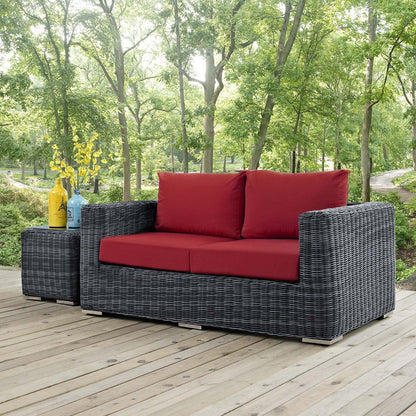 Modway Outlet Summon Outdoor Patio Sunbrella? Loveseat by Modway  Outdoor Furniture Furniture Canvas Red - EEI-1865-GRY-RED