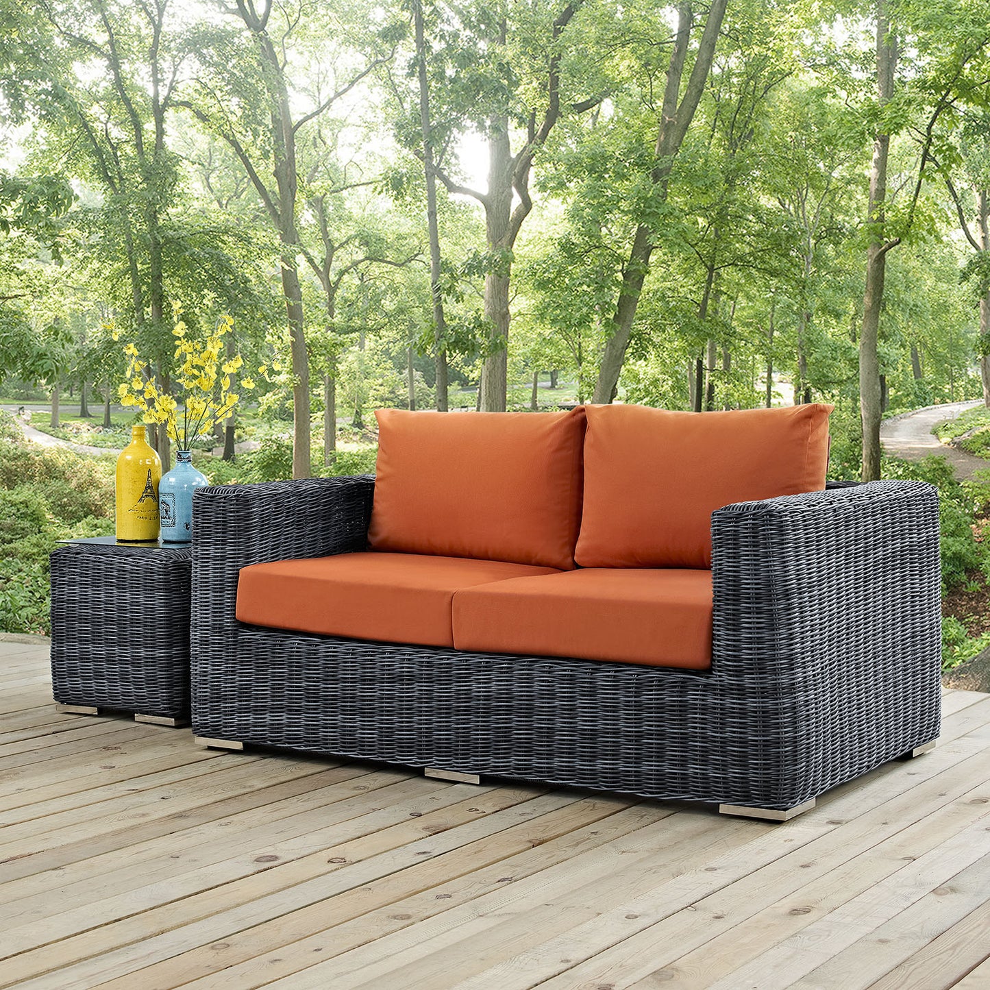 Modway Outlet Summon Outdoor Patio Sunbrella? Loveseat by Modway  Outdoor Furniture Furniture Canvas Tuscan - EEI-1865-GRY-TUS